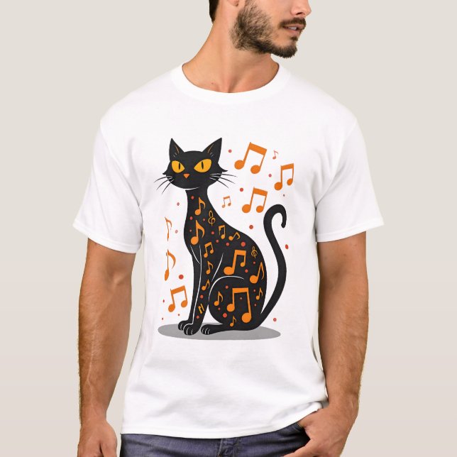 Musical Note Cat Halloween Tee  Music Note (Front)