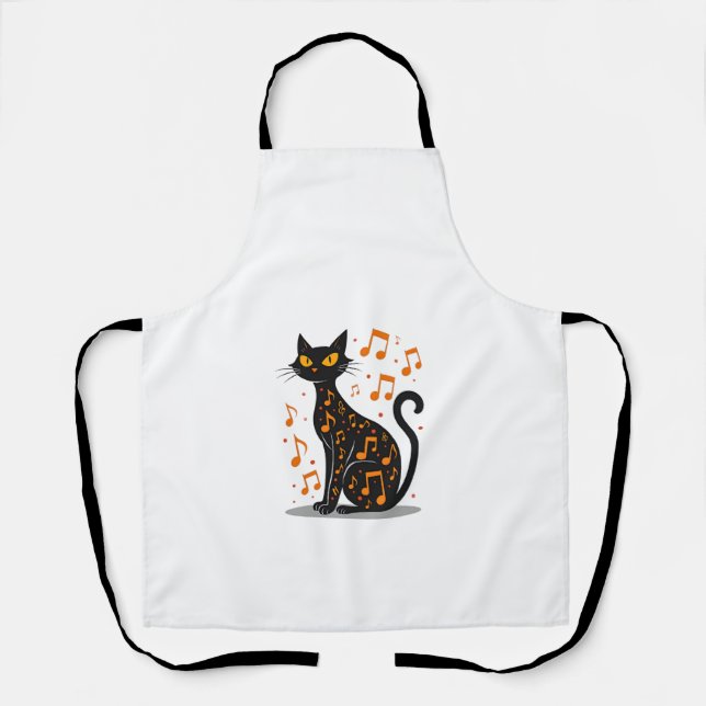 Musical Note Cat Halloween Tee  Music Note Apron (Front)
