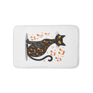 Musical Note Cat Halloween Tee  Music Note Bath Mat