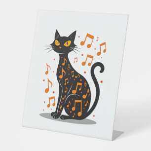 Musical Note Cat Halloween Tee  Music Note Pedestal Sign