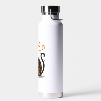 Musical Note Cat Halloween Tee Music Note Water Bottle