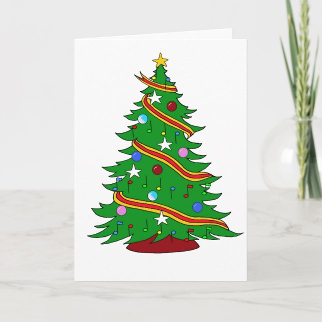 Musical Note Christmas Tree Holiday Card (Front)