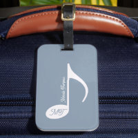 Musical Note Dusty Blue Luggage Tag