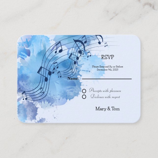 Musical Note Elegant RSVP Enclosure Card (Front)