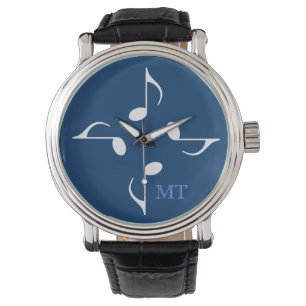 musical note hour initials watch