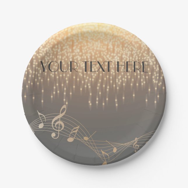 Musical Note Luxury sparkle confetti Paper Plate (Front)