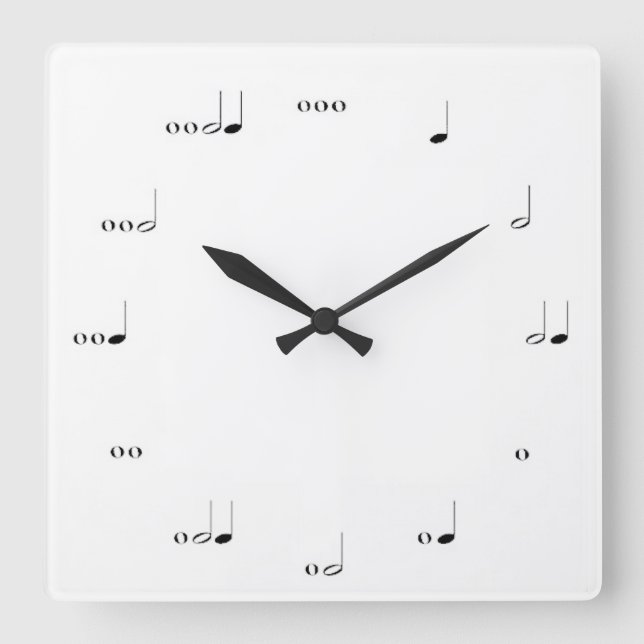 MUSICAL  NOTE   WALL CLOCK BLACK AND WHITE (Front)
