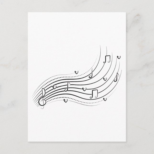Musical note wave, black line clipart postcard (Front)