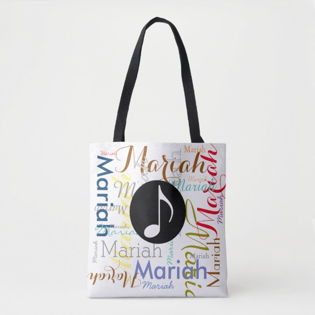 musical note with colourful names tote bag (Front)