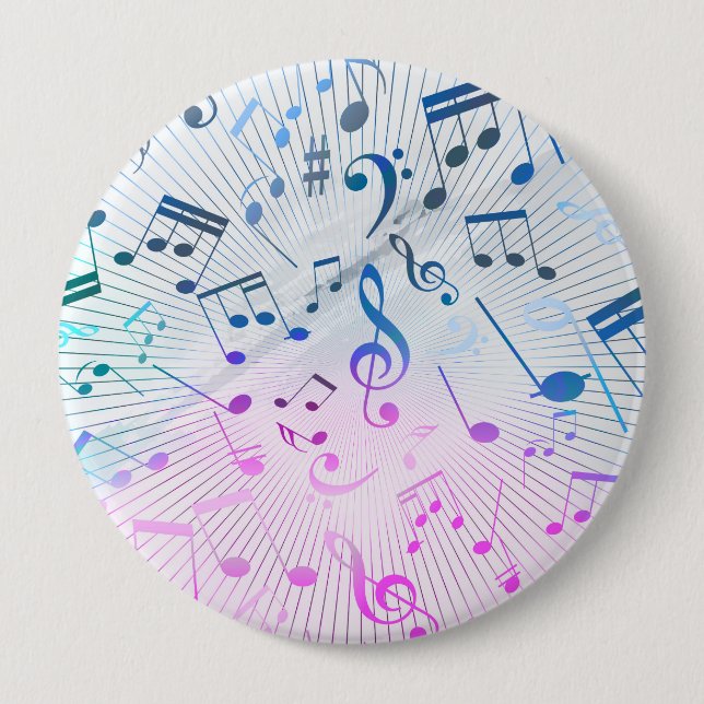 Musical Notes 10 Cm Round Badge (Front)
