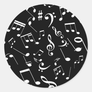 Musical Notes 2 Classic Round Sticker