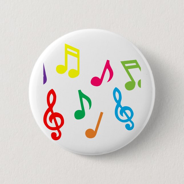 Musical notes 6 cm round badge (Front)