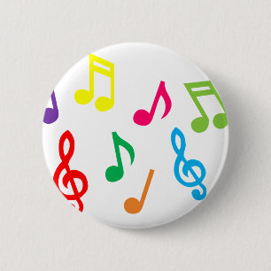Musical notes 6 cm round badge