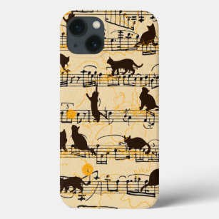 Musical notes and kittens iPhone 13 case