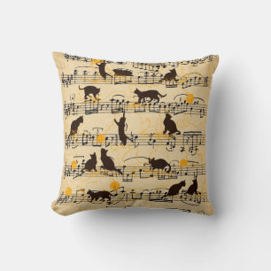 Musical notes and kittens cushion