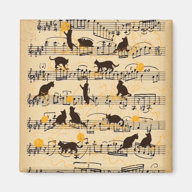 Musical notes and kittens magnet (Front)