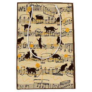Musical notes and kittens medium gift bag