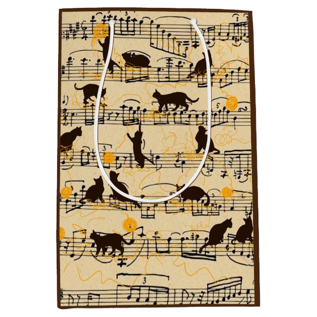 Musical notes and kittens medium gift bag (Front)