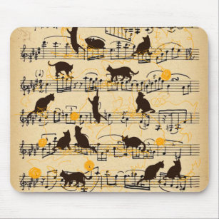 Musical notes and kittens mouse pad