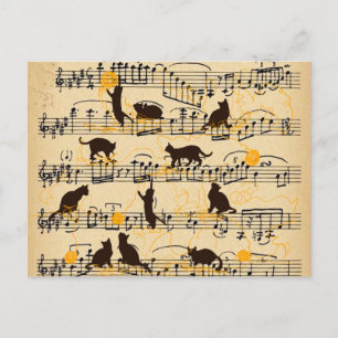 Musical notes and kittens postcard