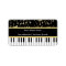 Musical Notes and Piano Keys Black and Gold