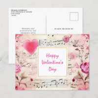 Musical Notes and Roses Vintage Design