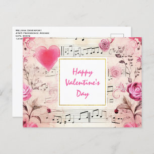 Musical Notes and Roses Vintage Design