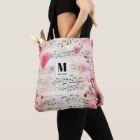 Musical Notes and Roses Vintage Design Monogram
