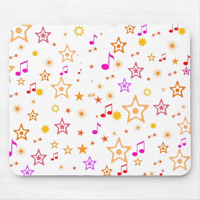 Musical Notes and Stars: Mouse Pad (Front)
