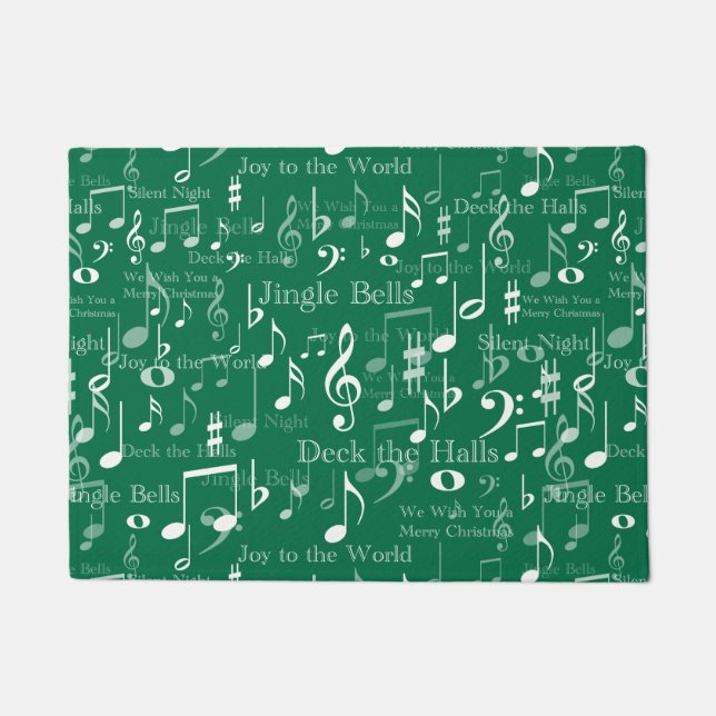 Musical Notes and Symbols, Christmas Carols  Doormat (Front)