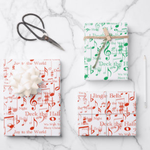 Musical Notes and Symbols, Christmas Carols Wrapping Paper Sheet