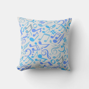 Musical Notes and symbols Pattern blue.b Off White Cushion