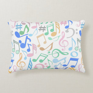 Musical Notes and symbols Pattern pastel.w Decorative Cushion