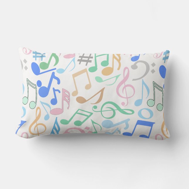 Musical Notes and symbols Pattern pastel.w Lumbar Cushion (Front)