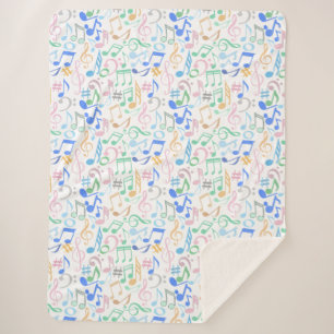 Musical Notes and symbols Pattern pastel.w Sherpa Blanket