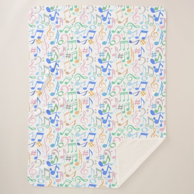 Musical Notes and symbols Pattern pastel.w Sherpa Blanket (Front)