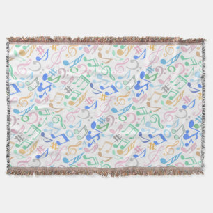 Musical Notes and symbols Pattern pastel.w Throw Blanket