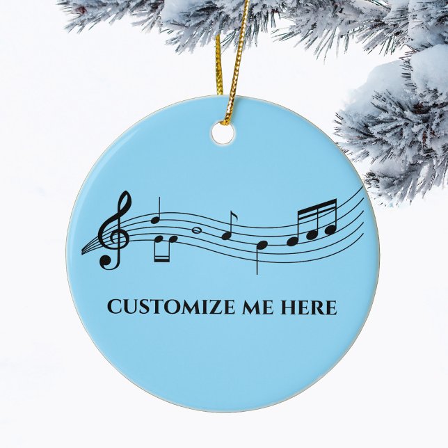 Musical Notes Band Choir Teacher Custom Christmas Ceramic Ornament (Creator Uploaded)