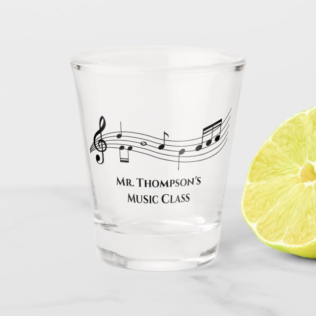 Musical Notes Band or Choir Teacher Custom Music Shot Glass (Front)