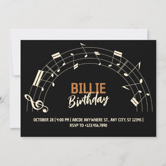 Musical notes birthday invitation (Front)