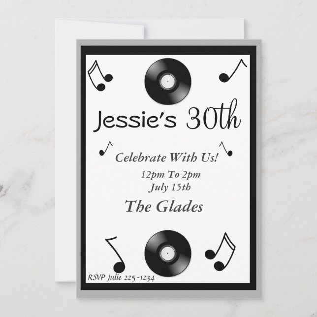 Musical Notes Birthday Invitations (Front)