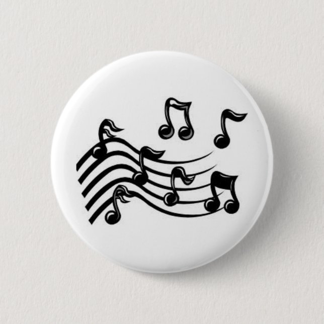 musical notes black 6 cm round badge (Front)