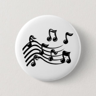 musical notes black 6 cm round badge