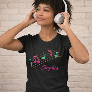 Musical notes black and pink T-Shirt