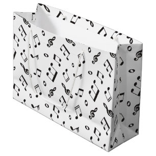 Musical Notes Black and White Large Gift Bag