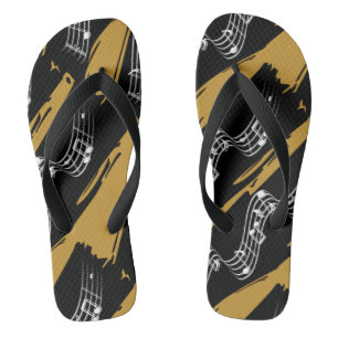 Musical notes Black Gold Modern Thongs