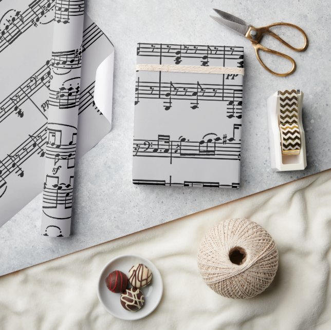 Musical notes black & white wrapping paper (Crafts)