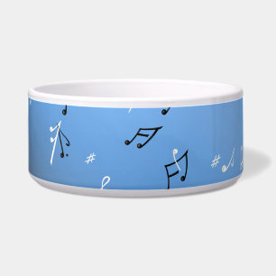 Musical Notes Blue Moon Ceramic Pet Bowl