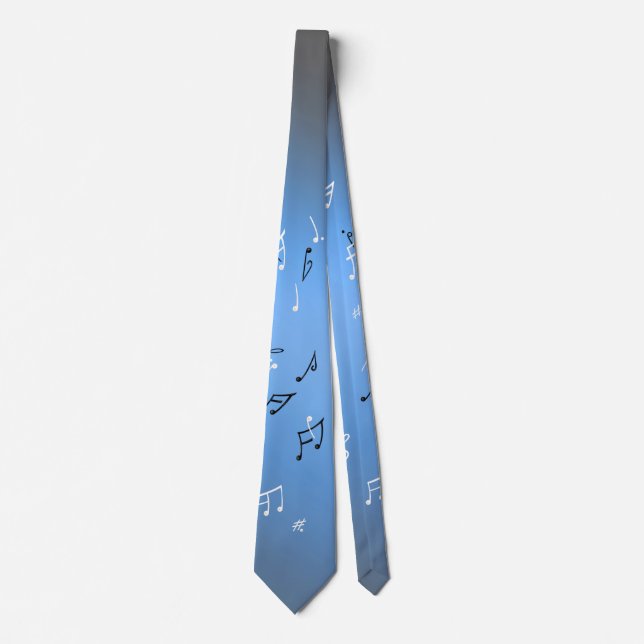 Musical Notes Blue Moon  Neck Tie (Front)