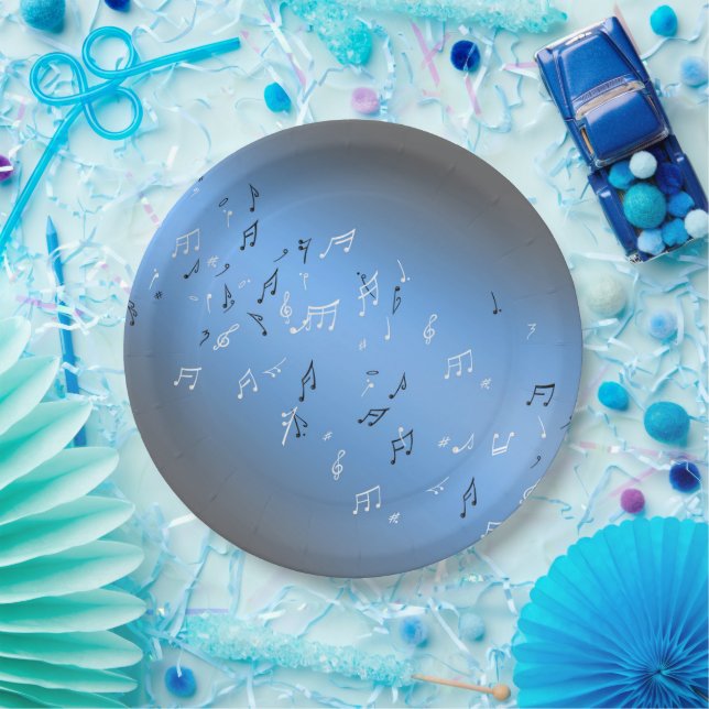 Musical Notes Blue Moon Paper Plate (Party)